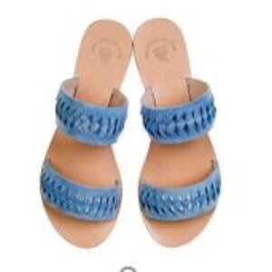 Amaryllis Azul Handmade Double Strap Sandals in Sky Blue Leather